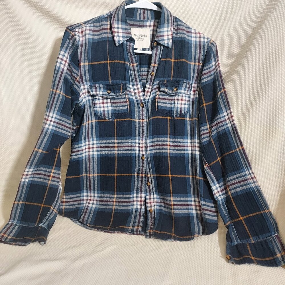 ABERCROMBIE & FITCH LONG SLEEVE LIGHTWEIGHT PLAID SHIRT SIZE MEDIUM